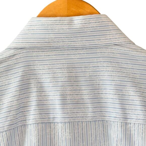 Johnson & Murphy Tailored Fit Mens Dress Shirt Light Blue Striped Floral Sz L - Picture 7 of 10